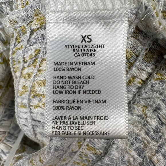 Paper Crane Smocked Crop Top Womens XS Blue/Green Sleeveless Square Neck Ruffle - Picture 9 of 10